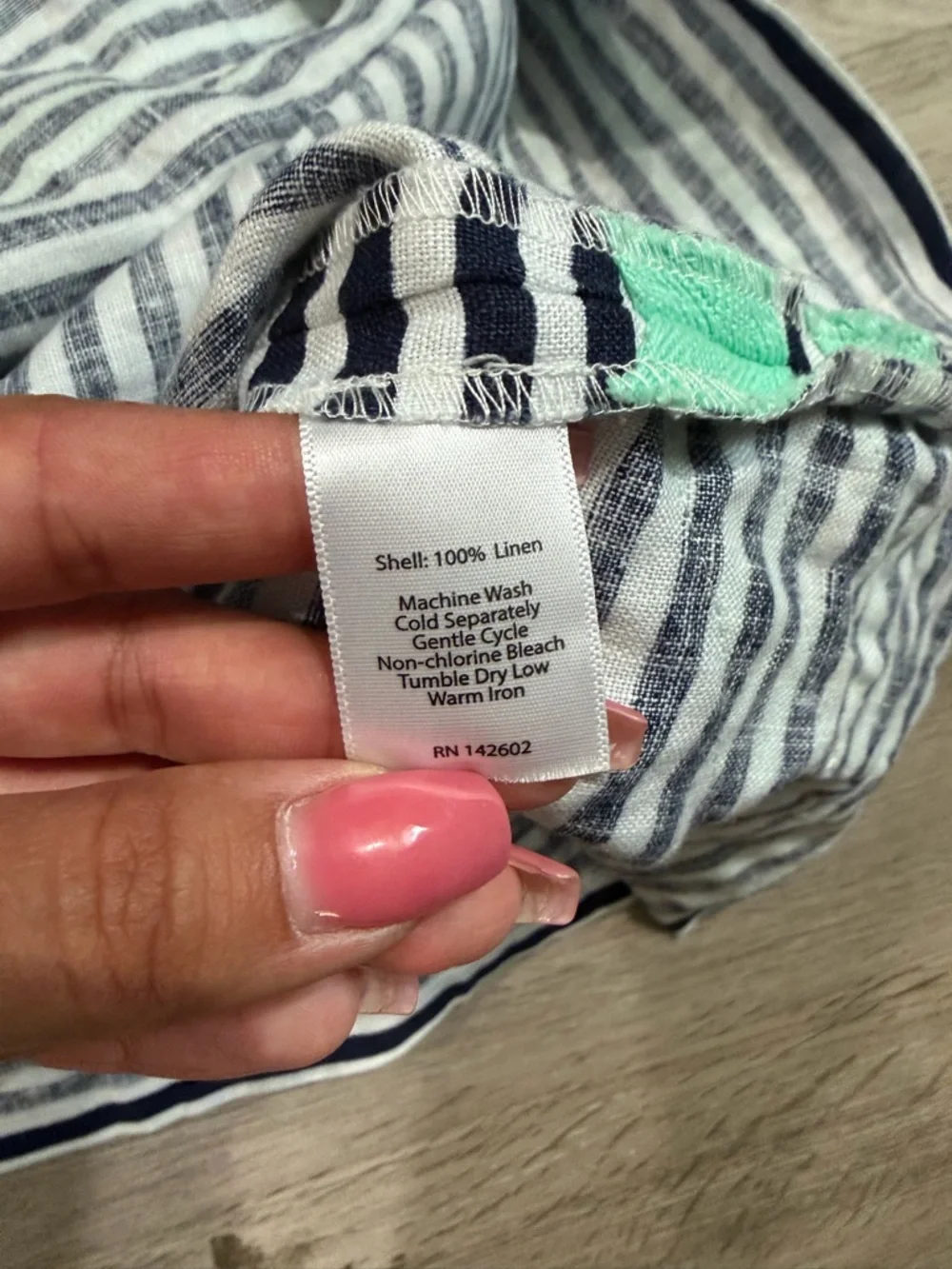 SAIL TO SABLE Linen Classic Sleeveless TUNIC DRESS Navy Stripe Mint M